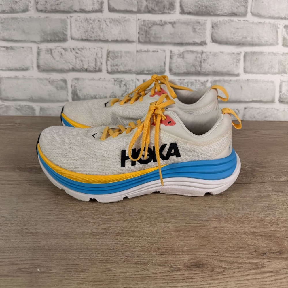 Hoka Gaviota 5 Running Shoes Mesh White Blue Yellow Womens 9